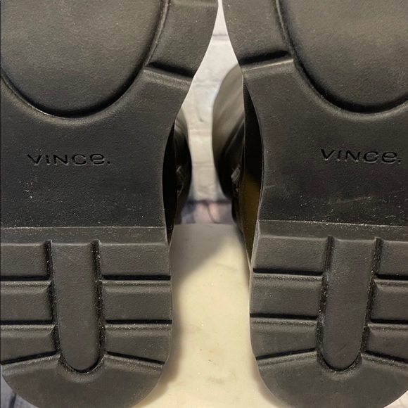 VINCE Army Green Brown Leather Knee-High Boots lug sole NWOT sz6 - Picture 6 of 9